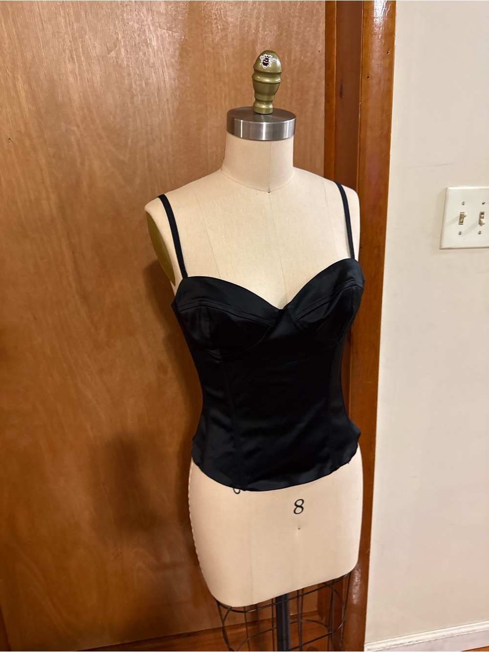 Wilfred Black Satin Bustier Top with Structured Cups
